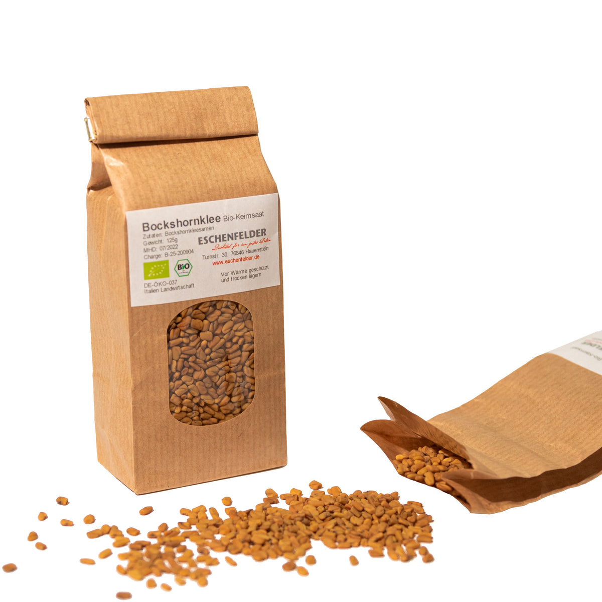 Eschenfelder luomu rohtosarviapilan siemenet 125g TerveysVoima - bio bockhornsklöver idätyssiemenet