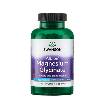 Swanson Albion magnesiumglysinaatti 90 kapselia kelatoitu ravintolisä TerveysVoima verkkokaupasta