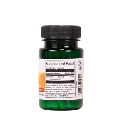 SWANSON D-vitamiini 25 mikrogrammaa - Ravintosisältö - TerveysVoima verkkokauppa