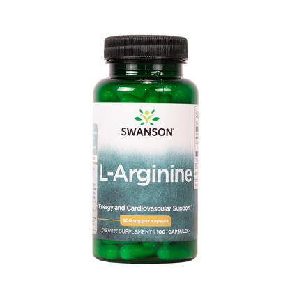 Swanson L-arginiini 500 mg 100 kapselia aminohappo ravintolisä TerveysVoima verkkokaupasta