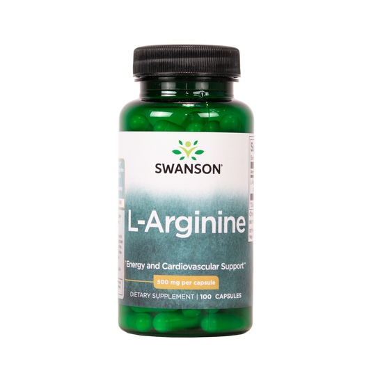 Swanson L-arginiini 500 mg 100 kapselia aminohappo ravintolisä TerveysVoima verkkokaupasta