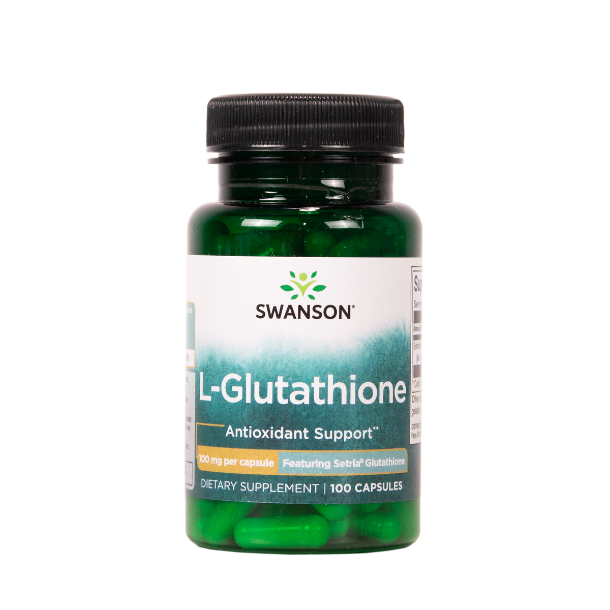 Swanson L-glutationi 100 mg ravintolisä 100 kapselipullo Setria-glutationilla TerveysVoima verkkokaupasta