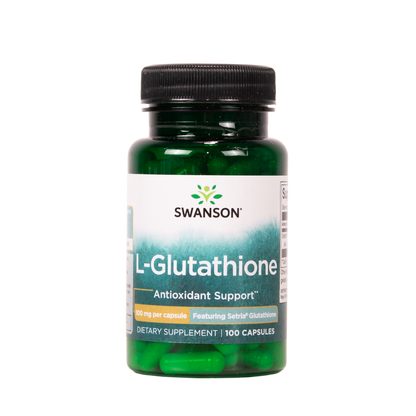 Swanson L-glutationi 100 mg ravintolisä 100 kapselipullo Setria-glutationilla TerveysVoima verkkokaupasta
