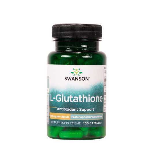 Swanson L-glutationi 100 mg ravintolisä 100 kapselipullo Setria-glutationilla TerveysVoima verkkokaupasta