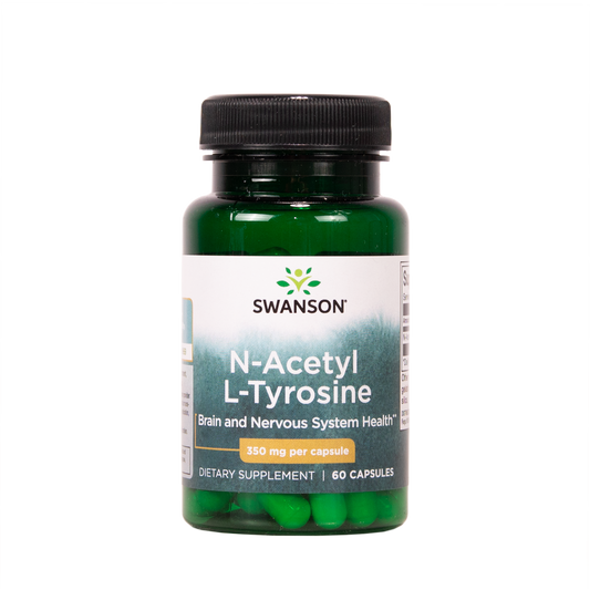 Swanson N-Acetyl L-Tyrosine 350mg aminohapporavintolisä 60 kapselia TerveysVoima verkkokaupasta