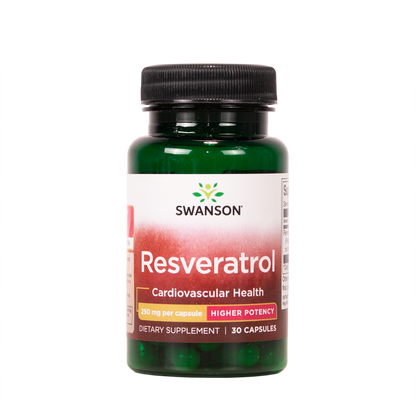 Swanson Resveratrol 250mg 30 kapselia Polygonum cuspidatum juuriuute ravintolisä TerveysVoima verkkokaupasta