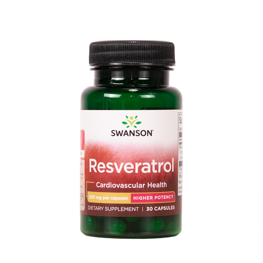 Swanson Resveratrol 250mg 30 kapselia Polygonum cuspidatum juuriuute ravintolisä TerveysVoima verkkokaupasta