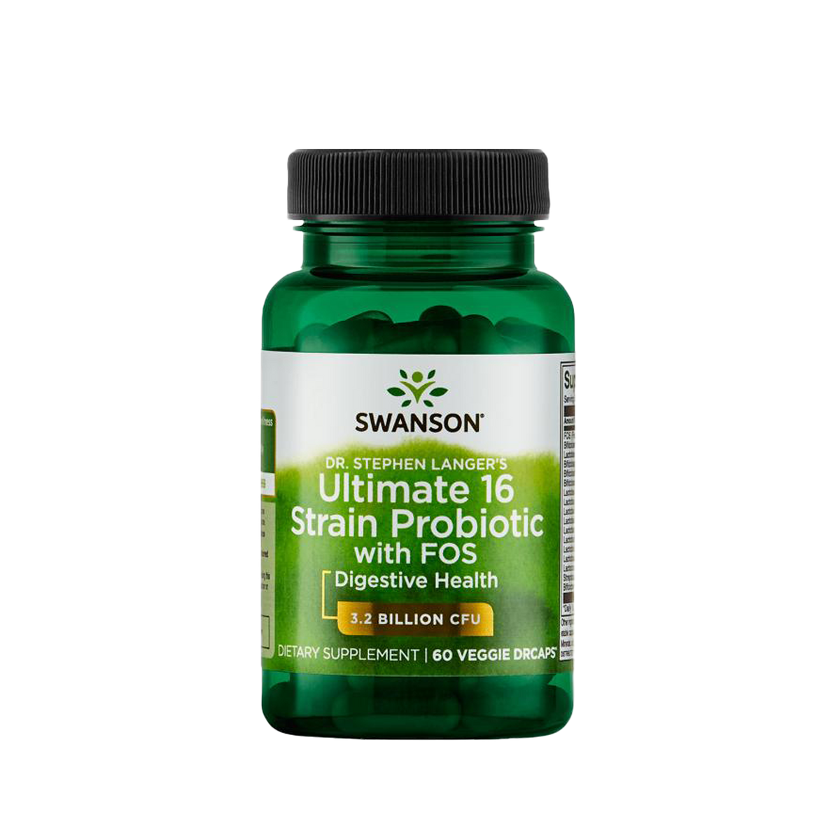 Swanson Dr Stephen Langer Ultimate 16 Strain Probiotic FOS maitohappobakteerit 3,2 miljardia CFU 60 kasviskapselia ravintolisä TerveysVoima verkkokaupasta