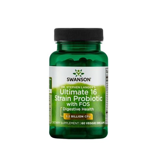 Swanson Dr Stephen Langer Ultimate 16 Strain Probiotic FOS maitohappobakteerit 3,2 miljardia CFU 60 kasviskapselia ravintolisä TerveysVoima verkkokaupasta