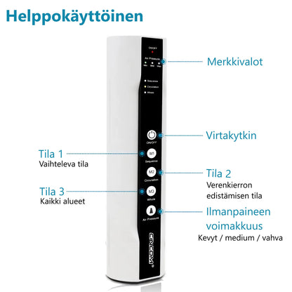CINCOM kompressiolahkeet CM-020A helppokäyttöinen ohjain kolmella hieronta-tilalla virtakytkimellä ja ilmanpaine-säädöllä TerveysVoima verkkokaupasta