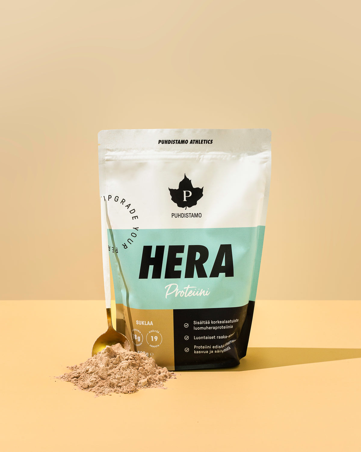 Puhdistamo Hera heraproteiinijauhe suklaa 500g proteiinilisä smoothieihin TerveysVoima verkkokaupasta
