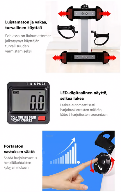 TerveysVoima minikuntopyörä Ominaisuudet: Luistamaton ja vakaa, LED-digitaalinen näyttö, portaaton vastuksen säätö - TerveysVoima verkkokauppa