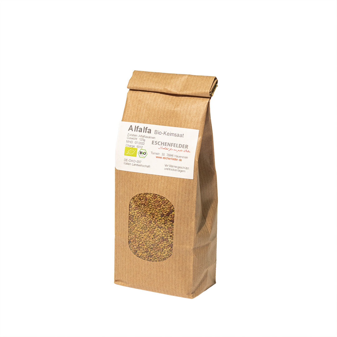 Eschenfelder alfalfa siemenet sinimailanen luomu 125g - idätettävät alfafa idut TerveysVoima verkkokaupasta