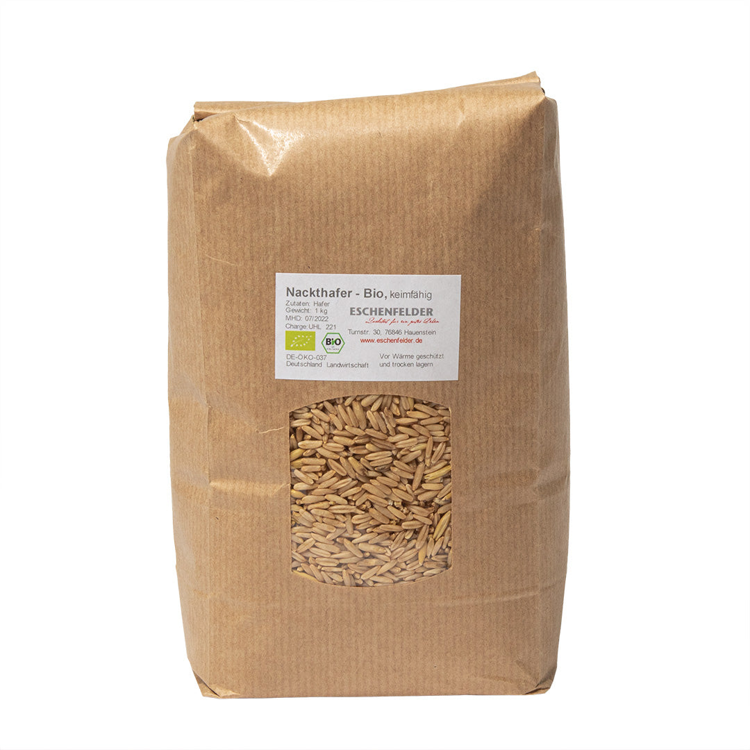 Eschenfelder kuoreton luomu kaurasiemenet 1kg TerveysVoima - bio kaurajyvät ilman kuorta idättämiseen