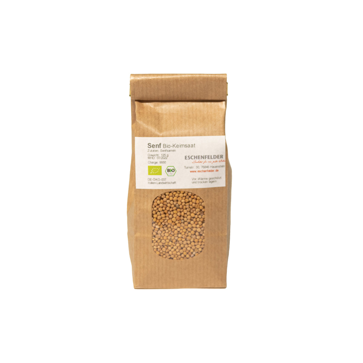 Eschenfelder luomu sinapinsiemenet 125g  bio-keimsaat itätykseen ja mausteeksi TerveysVoima verkkokaupasta