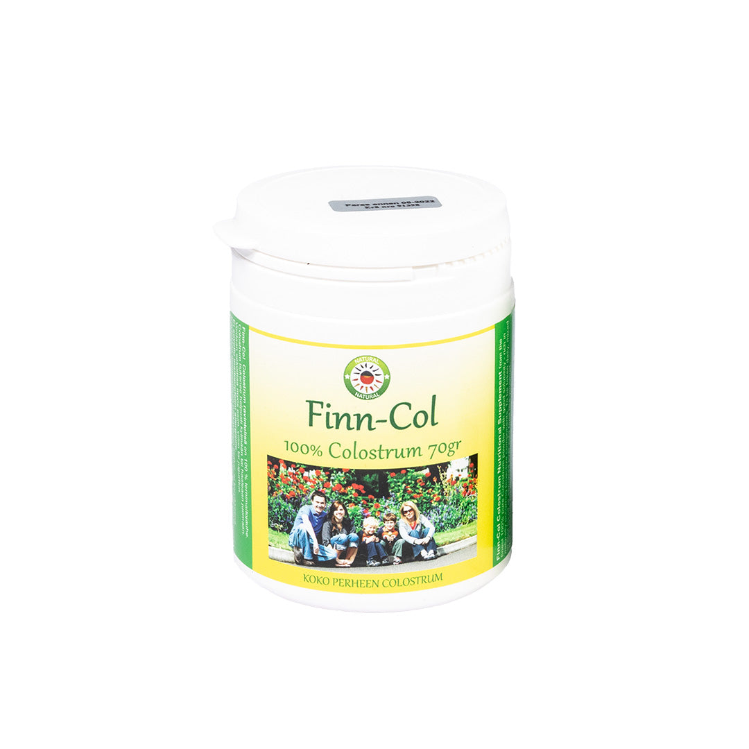 Finn-Col 100 % colostrum ternimaitojauhe 70 g koko perheelle – TerveysVoima verkkokauppa
