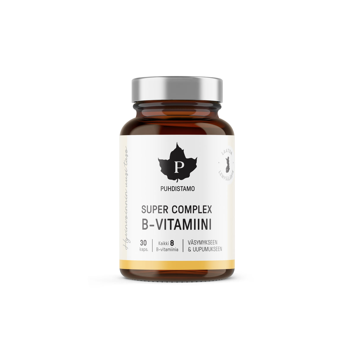 Puhdistamo Super Complex B-vitamiini 30 kapselia kahdeksan B-vitamiinia ravintolisä TerveysVoima verkkokaupasta